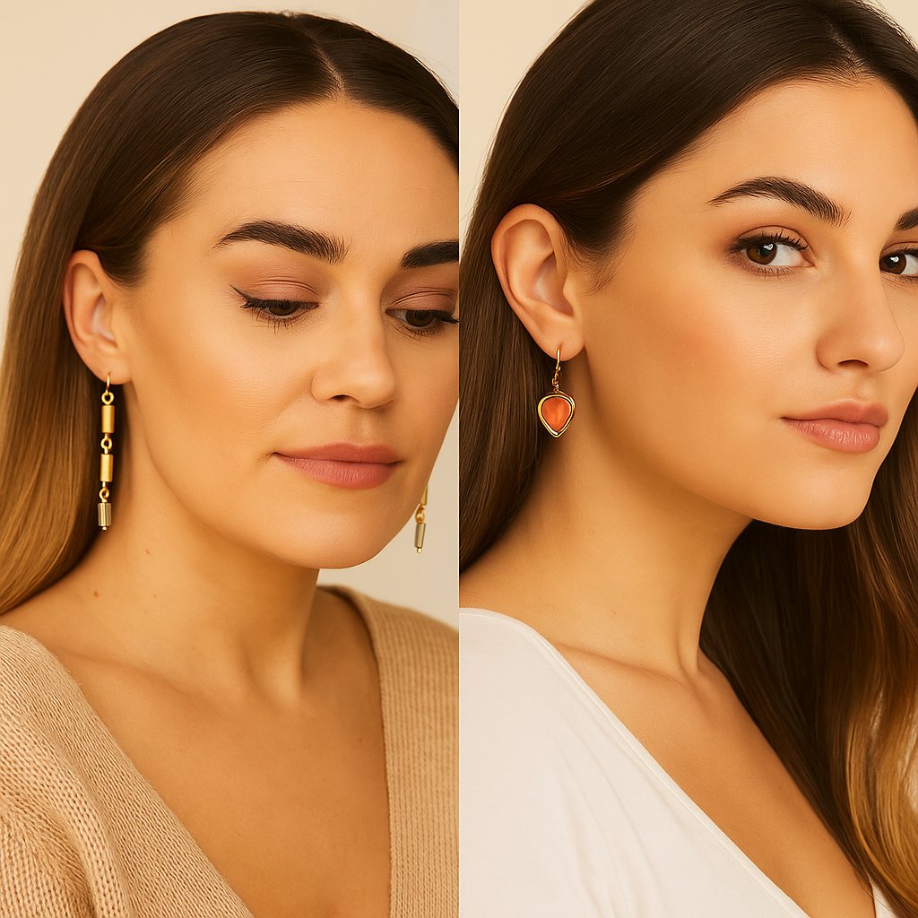 Set Of 2 Lauren Conrad Fashion Earrings Dangle $26 Nwt Peach Green Gold Toned